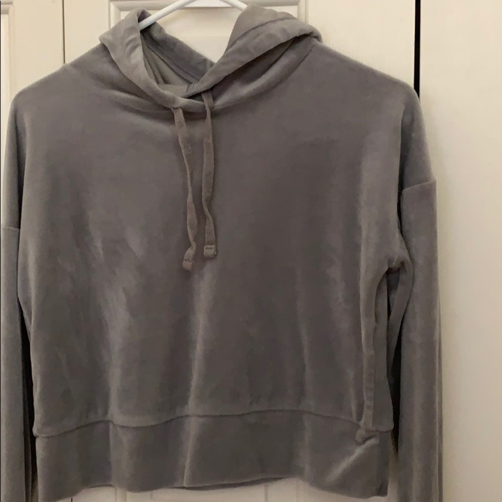 fuzzy grey cropped hoodie